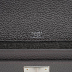 Kelly Depeches 25 Pouch Bag Etain Togo Leather with Palladium Hardware