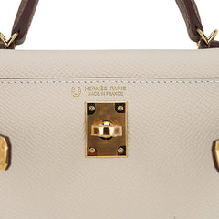 Special Order HSS Mini Kelly 20 Bag Sellier Craie & Etoupe Epsom Leather with Gold Hardware