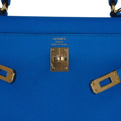 Kelly 25 Sellier Bag Blue Frida Epsom Leather with Gold Hardware