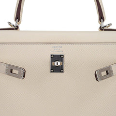 Kelly 25 Sellier Bag Nata Epsom Leather with Palladium Hardware