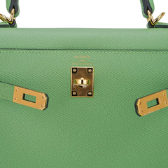 Kelly 25 Sellier Bag Vert Criquet Epsom Leather with Gold Hardware