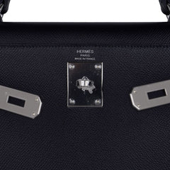 Kelly 28 Sellier Bag Black Epsom Leather with Palladium Hardware