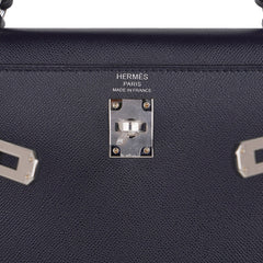 Verso Kelly Sellier 25 Bag Bleu de Minuit & Etrusque Veau Madame Leather with Palladium Hardware