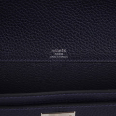 Kelly Depeches 25 Pouch Blue Ocean Galop D’Vache Leather with Palladium Hardware