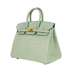 Birkin 25 Bag Vert D’Eau Matte Alligator Gold Hardware Limited Edition
