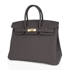 Birkin 25 Bag Etain Gold Hardware Togo Leather New w/Box