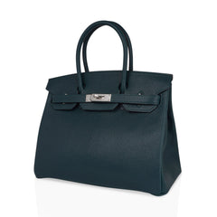 Birkin 30 Bag Vert Cypress Chevre de Coromandel with Palladium Hardware