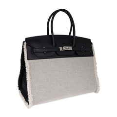 Birkin Fray Fray 35 Bag Black Swift Leather / Toile Limited Edition