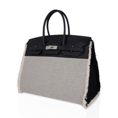 Birkin Fray Fray 35 Bag Black Swift Leather / Toile Limited Edition