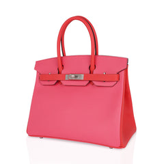 Special Order HSS Birkin 30 Bag Rose Azalee & Rose Jaipur Epsom with Brushed Palladium Hardware