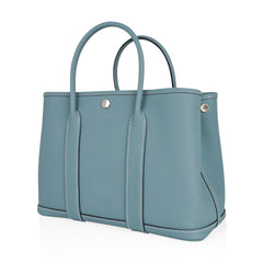 Bag Garden Party 30 Bag Ciel / Vache Country Leather Palladium New w/Box