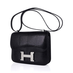 Mini Constance Bag 18 Black Lizard with Palladium Hardware