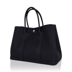 Garden Party 30 Bag Black Vache Country Leather with Palladium Hardware