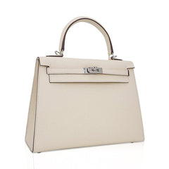 Kelly 25 Sellier Bag Nata Epsom Leather with Palladium Hardware