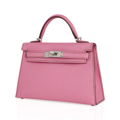 Mini Kelly 20 Sellier Bag in 5P Pink Bubblegum Epsom Leather with Palladium Hardware