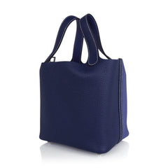 Picotin Eclat Lock 18 Bag Blue Sapphire and Blue Brighton with Palladium Hardware
