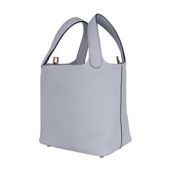 Picotin Lock 18 Bag Blue Pale Tote Gold Hardware