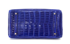 Birkin 35 Bag Vivid Electric Blue Porosus Crocodile Palladium