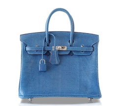 Birkin 25 Bag Mykonos Very Rare Lizard Palladium Hardware