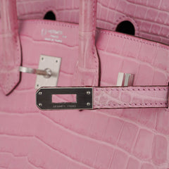 Birkin HSS 25 Bag 5P Pink and Violet Matte Crocodile with Brushed Palladium Hardware