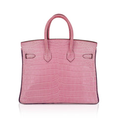 Birkin HSS 25 Bag 5P Pink and Violet Matte Crocodile with Brushed Palladium Hardware