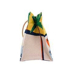 Beach Tote bag Apres la Vague Printed Toile Jaune and Blue