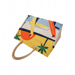 Beach Tote bag Apres la Vague Printed Toile Jaune and Blue
