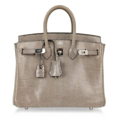 Birkin 25 Bag Gris Agate Lizard Palladium Hardware VERY Rare