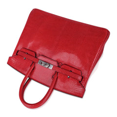 Limited Edition Birkin 25 Bag Rouge Exotic Lizard with Palladium Hardware