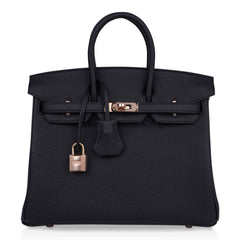 Birkin 25 Bag Black Togo Leather with Rose Gold Hardware