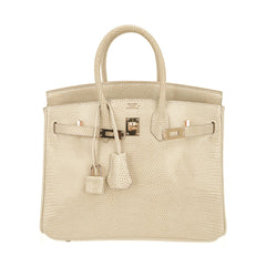 Limited Edition Vintage Birkin 25 Bag Blanc Casse Lizard with Gold Hardware