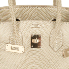 Limited Edition Vintage Birkin 25 Bag Blanc Casse Lizard with Gold Hardware