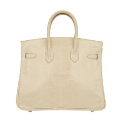 Limited Edition Vintage Birkin 25 Bag Blanc Casse Lizard with Gold Hardware