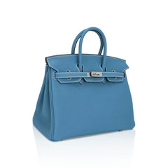 Birkin 25 Bag Blue Jean Togo Leather with Palladium Hardware