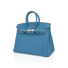 Birkin 25 Bag Blue Jean Togo Leather with Palladium Hardware