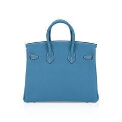 Birkin 25 Bag Blue Jean Togo Leather with Palladium Hardware