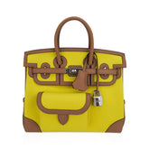 Limited Edition Birkin Cargo 25 Bag Jaune Citron Goeland Chai Swift Leather with Palladium Hardware