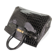 Birkin 25 Bag Graphite Crocodile with Gold Hardware