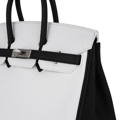 Birkin HSS 25 Bag White w/ Black Brushed Palladium Hardware