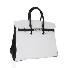 Birkin HSS 25 Bag White w/ Black Brushed Palladium Hardware