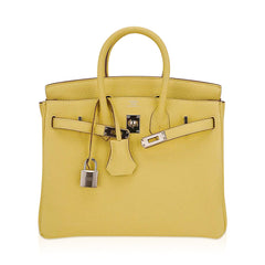 Birkin 25 Bag Jaune Poussin Togo Leather with Palladium Hardware