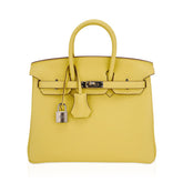 Birkin 25 Bag Jaune Poussin Togo Leather with Palladium Hardware