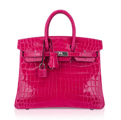 Birkin 25 Bag Rose Mexico Crocodile with Palladium Hardware
