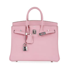 Birkin 25 Bag Rose Sakura Palladium Hardware Rare