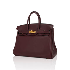 Birkin 25 Bag Rouge Sellier Swift Leather with Gold Hardware