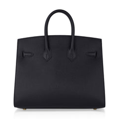Birkin Sellier 25 Black Gold Hardware Epsom Leather New w/Box