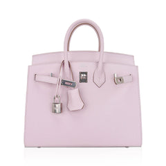 Birkin 25 Bag Sellier Mauve Pale Epsom Leather with Palladium Hardware