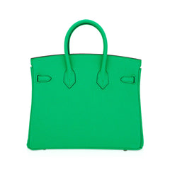 Birkin 25 Bag Vert Comics Togo Leather with Palladium Hardware