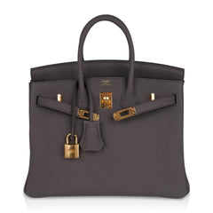 Birkin 25 Bag Etain Gold Hardware Togo Leather New w/Box