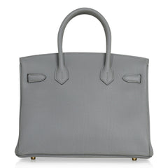 Birkin 30 Bag Gris Mouette Gold Hardware Togo Leather